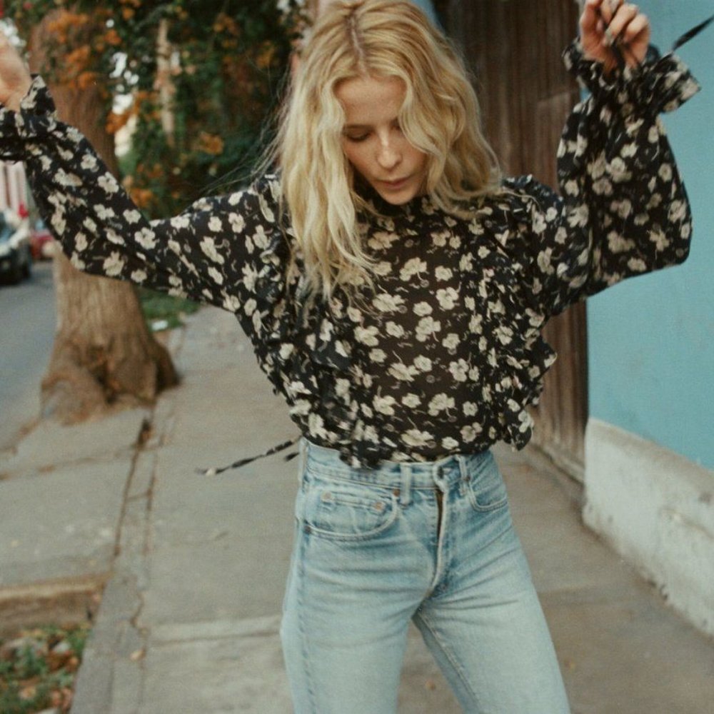 Doen Luca top / black floral / large